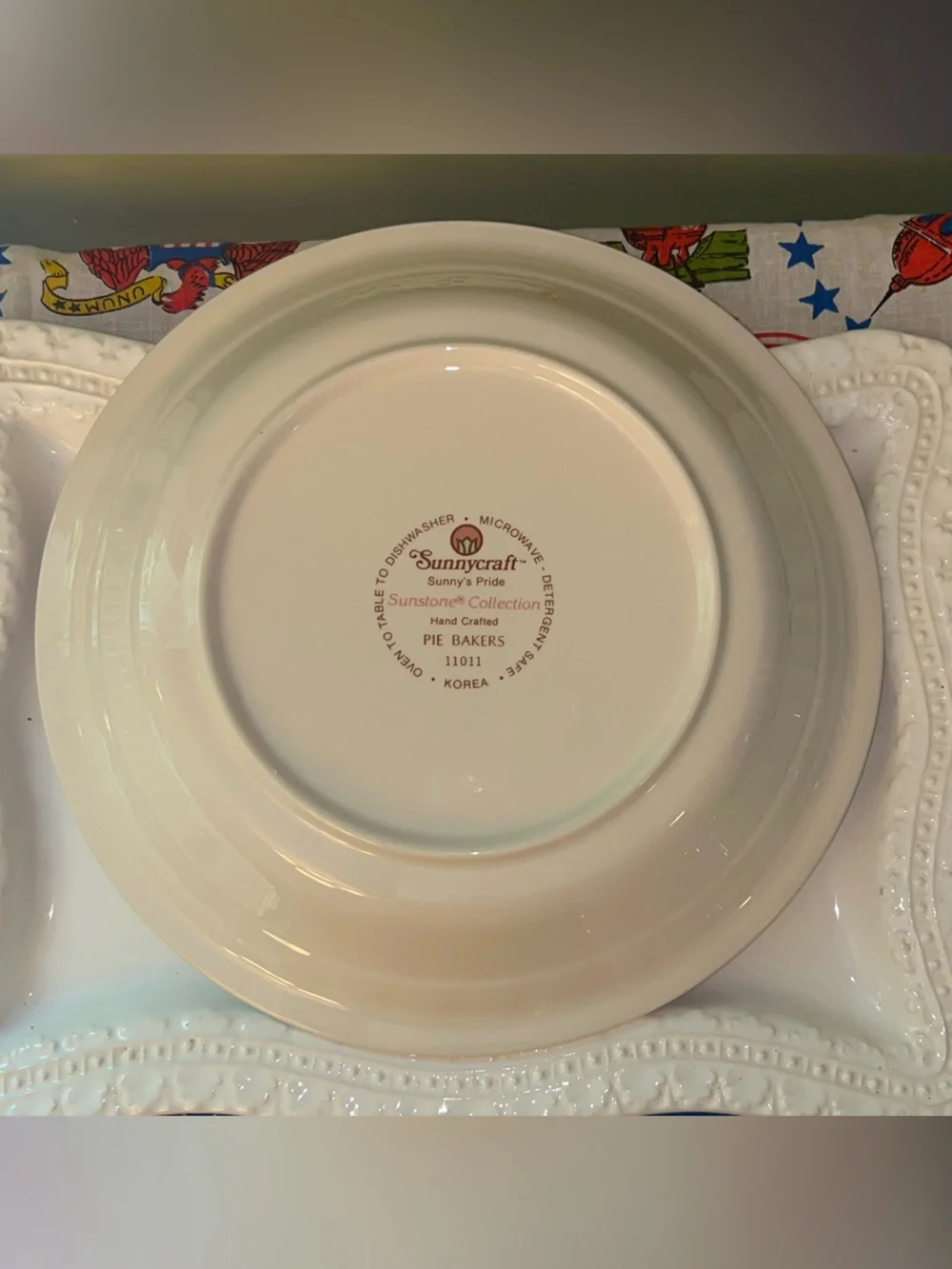 Vintage Sunnycraft Apple Pie Recipe Ceramic Pie Dish